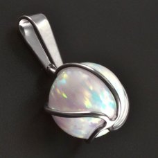 Opalkugel-Weißgoldanhänger