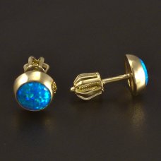 Goldene Ohrringe mit blauem Opal