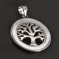 Baum des Lebens Silberanhänger mit Perlmutt