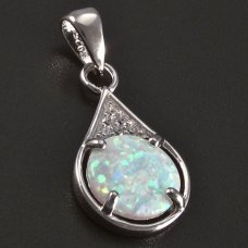 Silberanhänger-weißer Opal