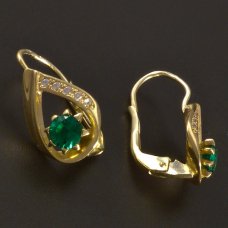 Goldene Ohrringe mit grünemZirkon