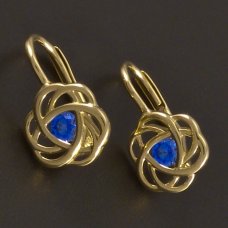 Gold-Ohrringe-blau Zirkon
