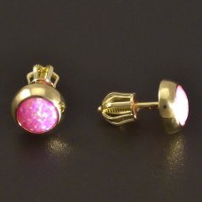 goldene Schraubohrringe mit rosa Opal
