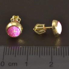 goldene Schraubohrringe mit rosa Opal