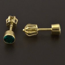 Ohrstecker - Gold - grün Zirkon 4mm