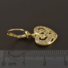 Herzchen-Gold-Ohrhänger mit Zirkonia