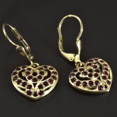 Herzchen-Gold-Ohrhänger mit Granat