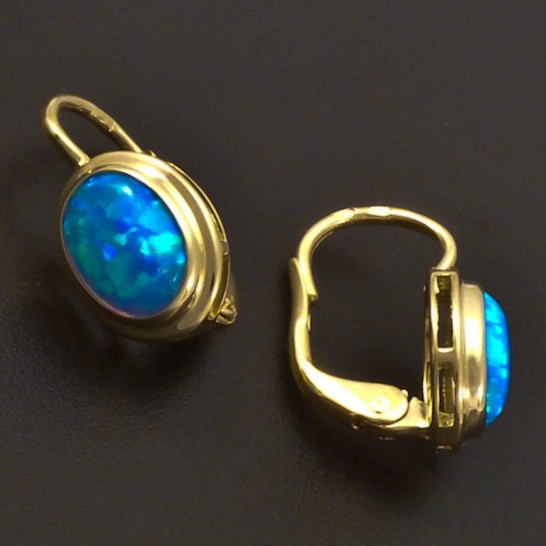 D10 Ohrringe Süßwasserperlen weiß blauer Opal 925 Sterlingsilber