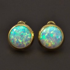 Runde golde Ohrringe mit weißem Opal
