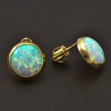 Runde golde Ohrringe mit weißem Opal