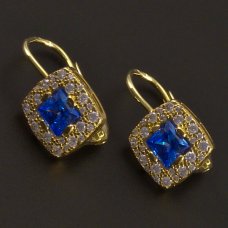 Goldene Ohrringe mit blauem Zirkon
