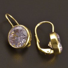 Gold Ohrringe mit rundem Zirkonia 10mm