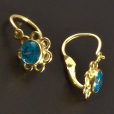 Gold-Kinder Ohrringe-blauer Zirkon