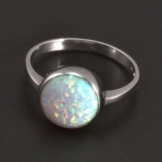 Silberring mit rundem weißem Opal