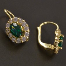 Goldene Ohrringe Smaragd mit Zirkonia