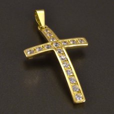 Goldanhänger Kreuz mit Zirkonia