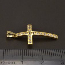 Goldanhänger Kreuz mit Zirkonia