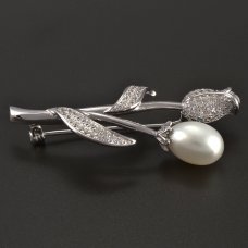 Brosche-Silber-Perle