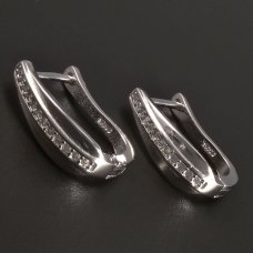 Silberne Ohrringe- Zirkone in einer Reihe