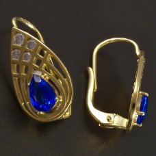 Goldene Ohrringe mit blauem Zirkon