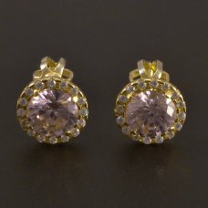 Goldene Ohrringe mit rosa Ziskon