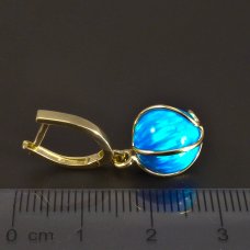 Goldene Ohrringe-blauer Opal