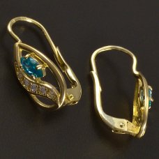 Goldene Ohrringe mit farbigem Zirkon